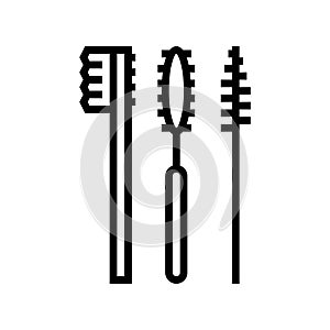 brushes set for false eyelashes applying line icon vector illustration