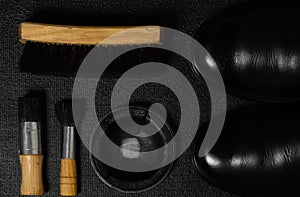 Brushes and wax for shoe polish