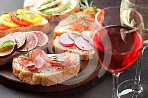 Brushetta or traditional spanish tapas