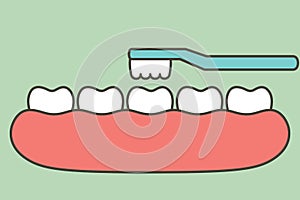 Brushing teeth on gum and tooth