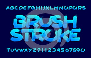 Brushstroke alphabet font. Uppercase hand drawn letters and numbers.