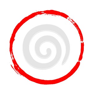 Brushstroke circle with red paintbrush watercolor