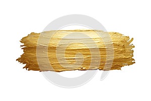 Brushstroke with gold paint. Vector design element, overlay.