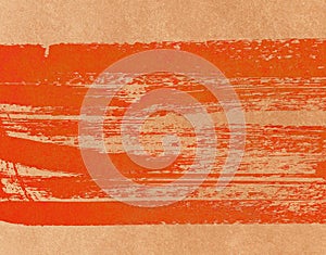 Brushstrokes of paint. Red painted colorwater on wall background