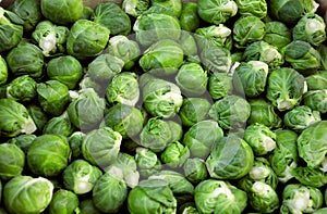 Brussel sprouts on sale in a market