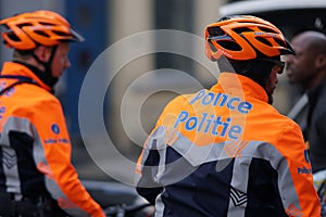 Belgian policemen on bicycles