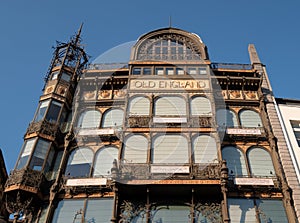 Brussels, Belgium: Facade of the Art Nouveau Musical Instruments Museum, once a department store called Old England