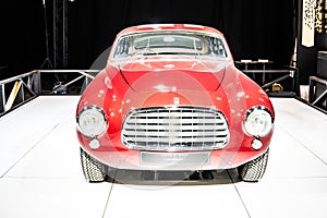 Old red classic supercar Ferrari 340 America Ghia 1951 at Brussels Motor Show Dream Cars, Rock n Roll classics