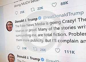 Tweet on the Fake News Media by Donald J. Trump