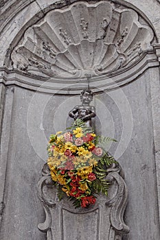 Manneken Pis statue in Brussels.