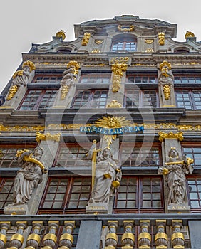 Facade of the Guilds of Grand Place, Brussels, Belgium