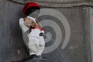 Brussels, Belgium - a statue of little Manneken Pis seen close to the Grand Place