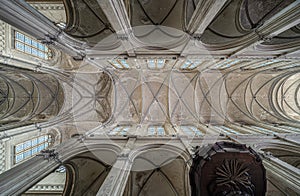 Brussels City Center, Brussels Capital Region - Belgium - View of the decorated ceiling of the Saint Catherine church
