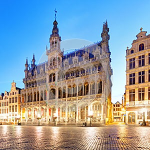 Brussels - Grand place at night, nobody, Belgium