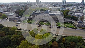 Brussels Royal Palace from above cavalry marching square aerial