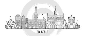 Brussels skyline Belgium city building vector line photo