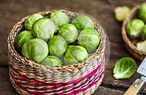 Brussels Sprouts in a Basket