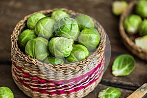 Brussels Sprouts in a Basket