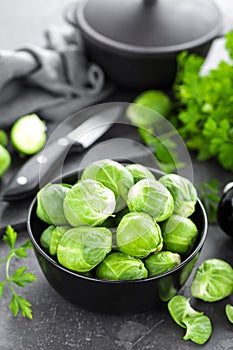 Brussels sprouts on black background