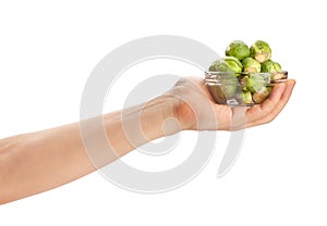 brussels sprouts bowl in hand
