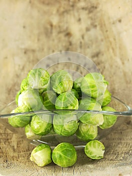 Brussels sprouts, cabbage raw and rich in vitamins