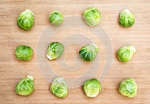 Brussels sprouts on cutting board