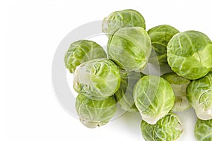 Brussels sprouts, isolate. Fresh, small Brussels sprouts stacked in a stack on a white isolated background.