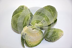 Brussels sprouts on white background