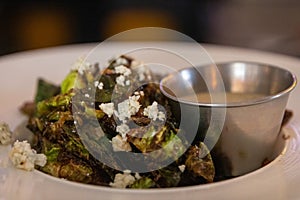 Brusselsprouts with blue cheese crumbles