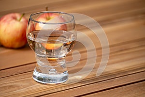 Brut apple cider from Betuwe, Gelderland, in glass, apple cider production in Netherlands photo