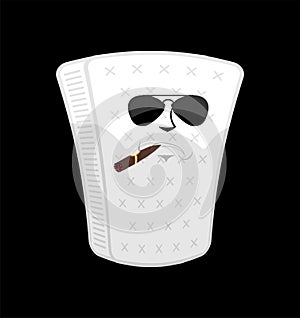 Brutal hard Mattress Serious isolated. squab with cigar emoji Cartoon Style