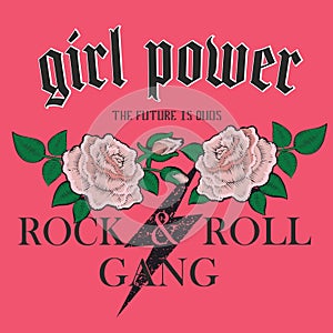 brutal lettering in grunge rock and roll retro style girl power