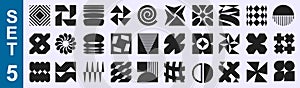 Brutal shapes minimal style design geometric Set 5. Postmodern geometric forms. Collection vector shapes and forms, trendy retro photo