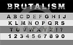 Brutalism font. Rough contemporary geometric alphabet set. Vector illustration