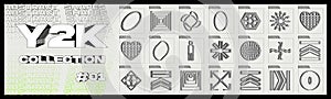 Brutalism shapes. Large set of retro objects for design. Simple shapes forms.