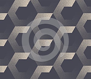 Brutalism Style Hexagonal Structure Seamless Pattern Vector Abstract Background