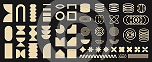 Brutalist abstract geometric shapes. Trendy figures circle star oval spiral flower and other primitive elements