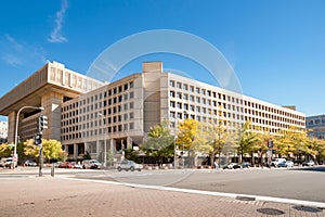 Brutalist architecture of J Edgar Hoover building, home of the FBI