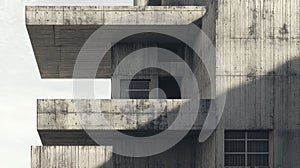 Brutalist concrete architecture showing geometric shapes and shadows