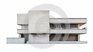 Brutalize concrete building on white background.generative ai photo