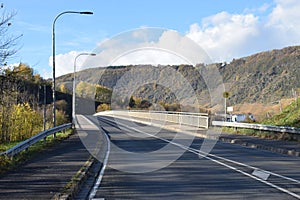 Bruttig-Fankel, Germany - 11 12 2020: Mosel bridge in autumn