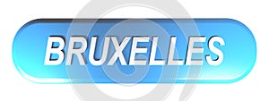 BRUXELLES blue rounded rectangle push button - 3D rendering illustration