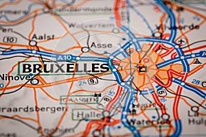Bruxelles City on a Road Map photo