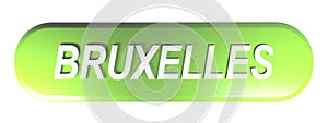 BRUXELLES green rounded rectangle push button - 3D rendering illustration