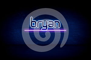 Bryan - blue neon announcement signboard
