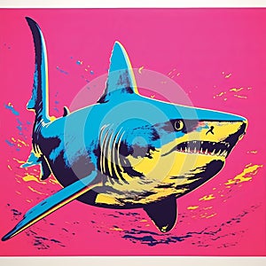 Bryan James Pop Art Print: Sahara Shark - Vibrant Spray-paint Silkscreening