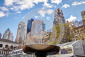 Bryant Park Fountain and buildings - New York, USA