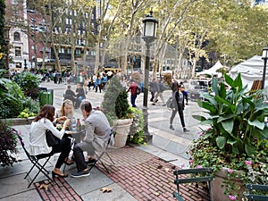 Bryant Park at Lunchtime, Eating Lunch Outside, New York City, NY, USA