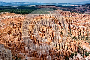 Bryce canyon from above at sunset
