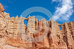 Bryce Canyon - Close up scenic view of the wall of windows on Peekaboo hiking trail in Bryce Canyon National Park, Utah, USA